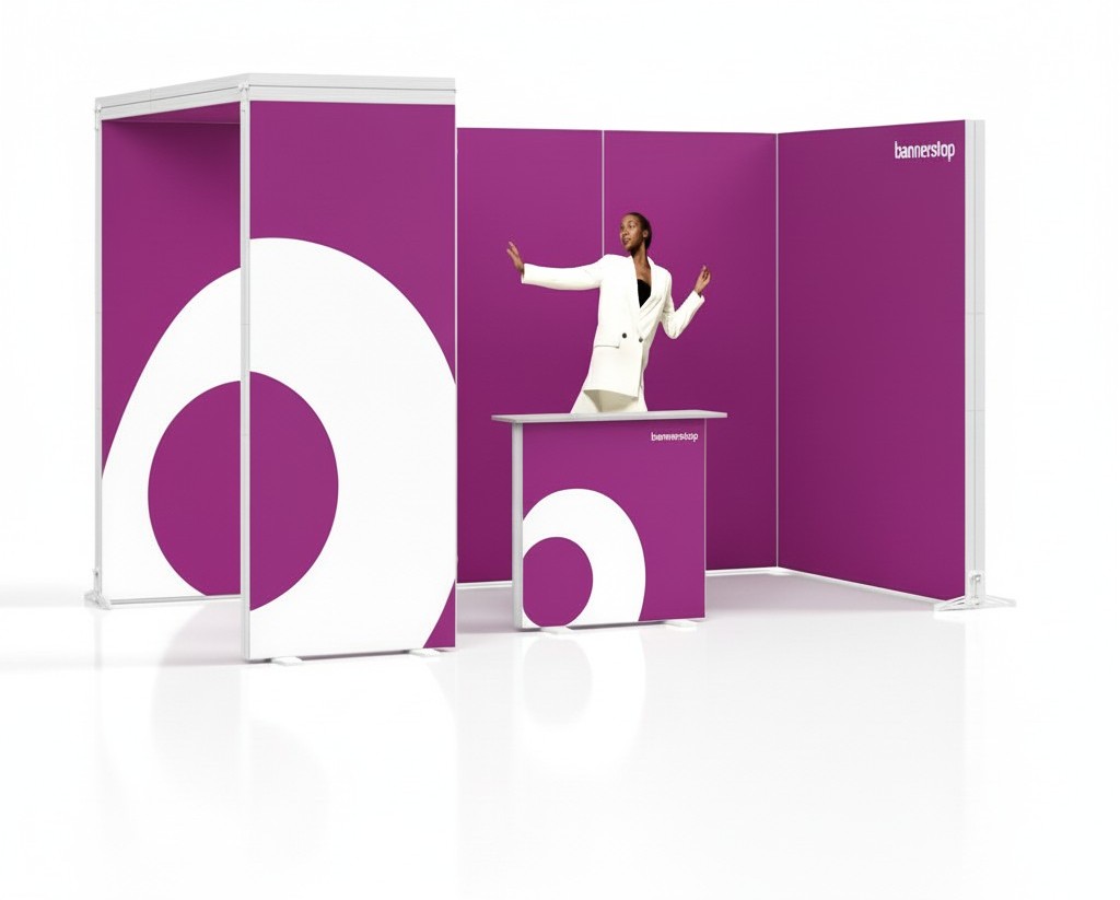 Stand fieristico LED 4x2 a L – vista dettagliata